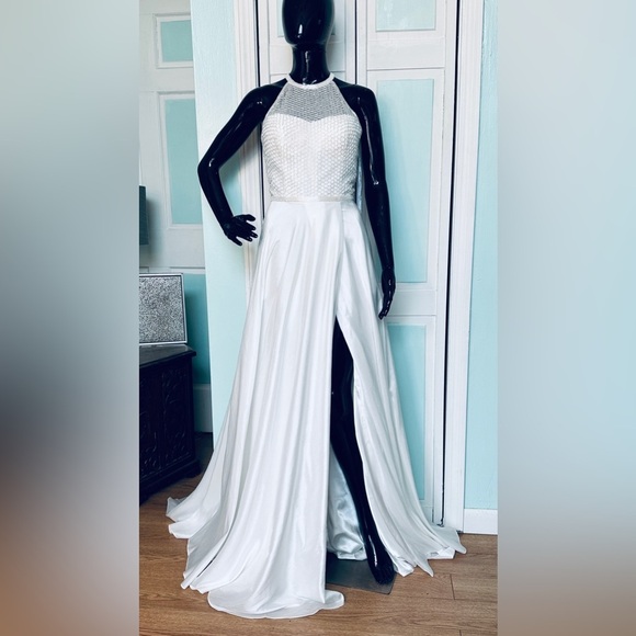 Size 6 White Sherri Hill Bridal Dress Wedding Prom Gown Destination Reception - Picture 1 of 5